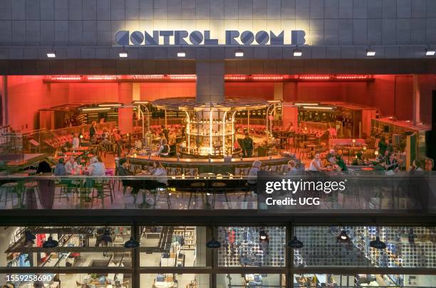 Control Room B, a bar and restaurant in the redeveloped Battersea Power Station, London, UK. The 1933 art deco power station has been redeveloped...