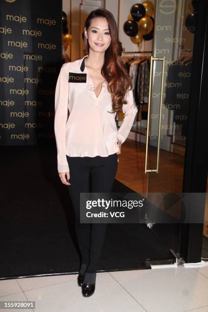 Evelyn Lin poses as she attends Maje New Store Opening on November 8, 2012 in Hong Kong, China.