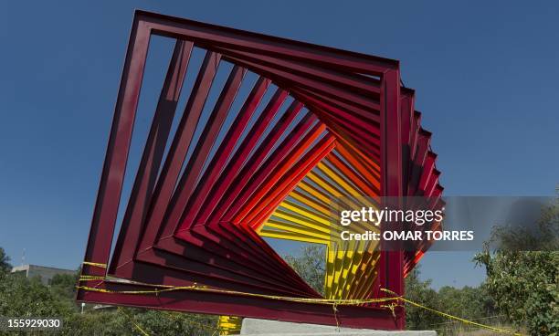 The sculpture "Coatl" by Helen Escobedo at the Sculptural Space of the campus of the UNAM on November 08, 2012 in Mexico City. AFP PHOTO/OMAR TORRES