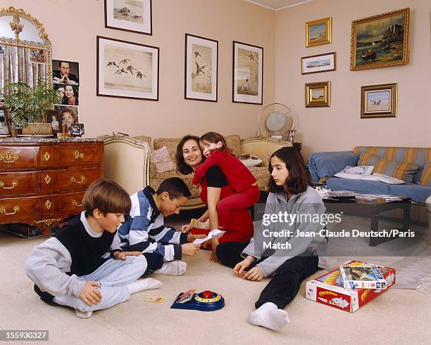 French socialist politician Segolene Royal is photographed at home with her four children Thomas Hollande aged 13, Clemence Hollande 11, Julien...