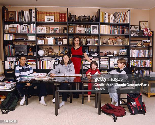 French socialist politician Segolene Royal is photographed at home with her four children Thomas Hollande aged 13, Clemence Hollande 11, Julien...