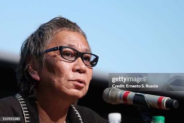 Director Takashi Miike attends 'Aku No Kyoten' Press Conference during The 7th Rome Film Festival at Sala Petrassi on November 9, 2012 in Rome, Italy.