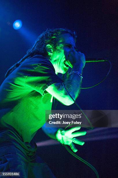 Vocalist Randy Blythe of Lamb of God performs at The Emerson Theater on November 6, 2012 in Indianapolis, Indiana.