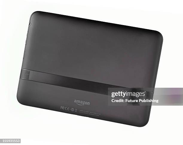 Rear view of Amazon's Kindle Fire HD e-book reader and mini tablet computer, October 29, 2012.