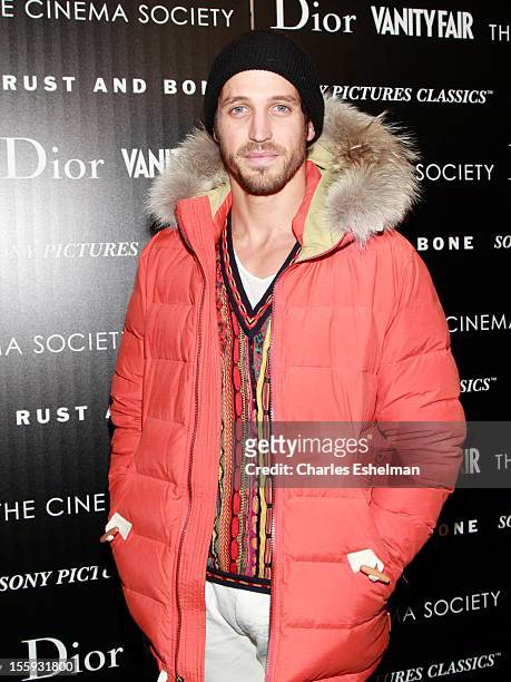 Model Albert Reed attends The Cinema Society with Dior & Vanity Fair host a screening of "Rust and Bone" at Landmark Sunshine Cinema on November 8,...