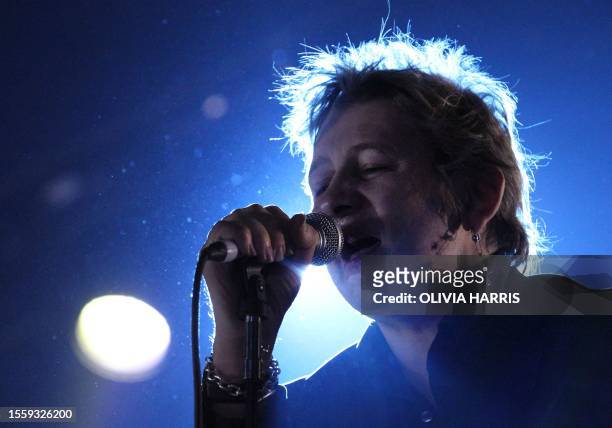 Irish musician Shane MacGowan performs at Feis Festival in Finsbury Park, in London on June 18, 2011. AFP PHOTO/Olivia Harris