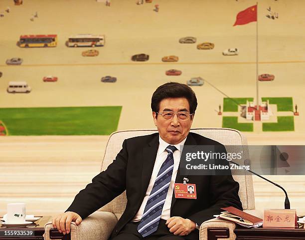 Beijing Municipal Communist Party Secretary Guo Jinlong attends a meeting of the 18th Communist Party Congress at the Great Hall of the People on...