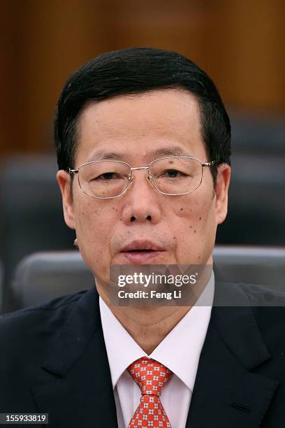 Secretary of the CPC Tianjin Committee Zhang Gaoli attends a meeting of the 18th Communist Party Congress at the Great Hall of the People on November...