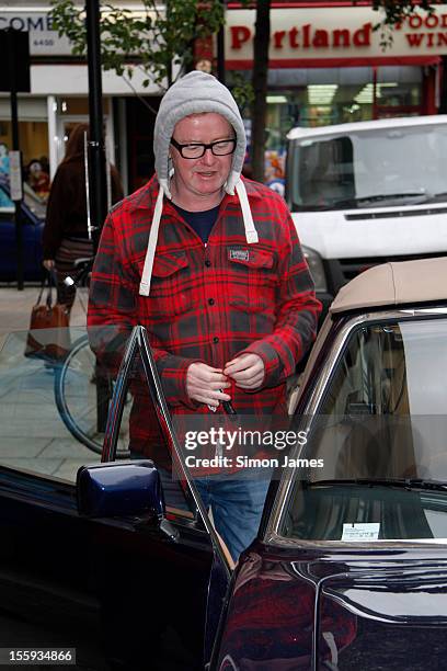 Chris Evans seen leaving BBC Radio Two in his Aston Martin on November 9, 2012 in London, England.