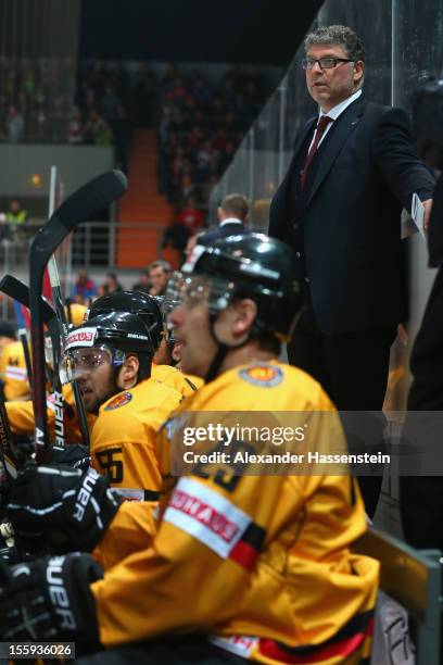 Pat Cortina, new head coach of Germany looks on during the German Ice Hockey Cup 2012 first round match between Germany and Canada at Olympia...