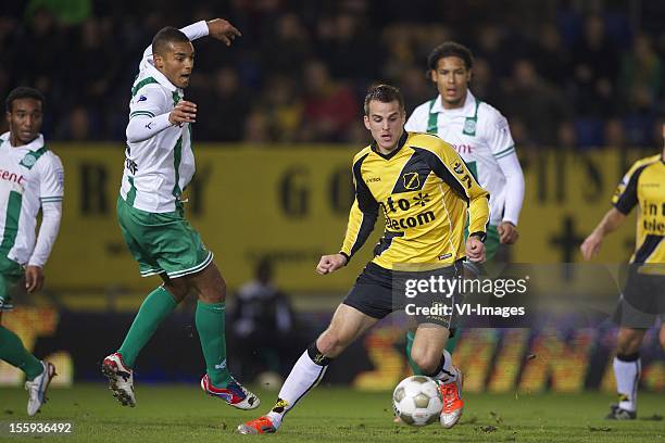 Johan Kappelhof of FC Groningen, Mats Seuntjens of NAC Breda, Virgil van Dijk of FC Groningen during the Dutch Eredivisie match between NAC Breda and...