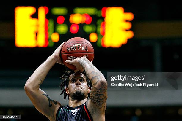 Daniel Hackett, #23 of Montepaschi Siena in action during the 2012-2013 Turkish Airlines Euroleague Regular Season Game Day 5 between Asseco Prokom...