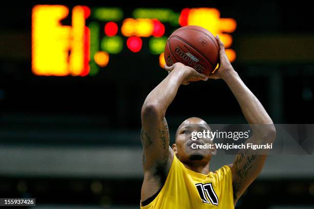 Alex Acker, #11 of Asseco Prokom Gdynia in action during the 2012-2013 Turkish Airlines Euroleague Regular Season Game Day 5 between Asseco Prokom...