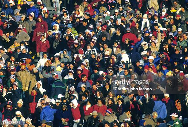 Overall view of Harvard fans during game vs Yale at the Yale Bowl. New Haven, CT CREDIT: John Iacono