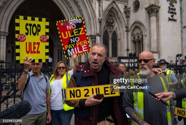 Alan Miller, an anti-ULEZ expansion campaigner, speaks to the media outside the High Court following a ruling that the ULEZ expansion to outer London...