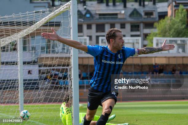Players in action during the 2023 UEFA Europa Conference League Qualifying, 2023-24 Europa Conference Qualifying Second Round match between Inter...