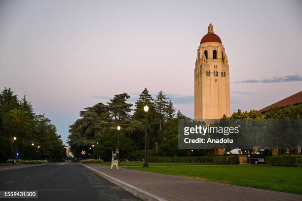 Hoover Tower is seen at Stanford University in Stanford, California, USA on July 27, 2023.