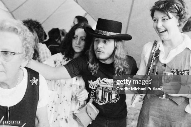 American singer Ronnie Van Zant , of Southern rock group Lynyrd Skynyrd, at the Knebworth Fair music festival, Knebworth House, Hertfordshire, 21st...
