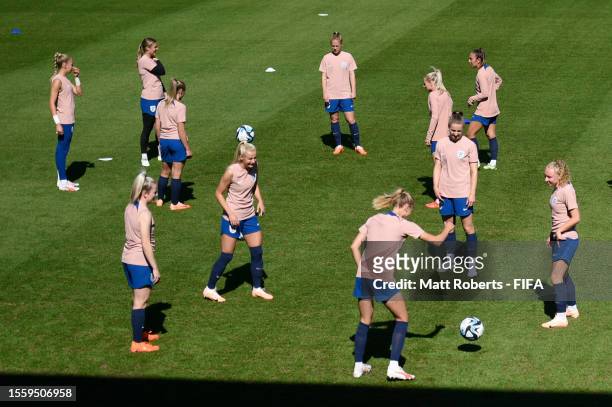 Players of England train during an England Training Session at Brisbane Stadium on July 21, 2023 in Brisbane / Meaanjin, Australia.