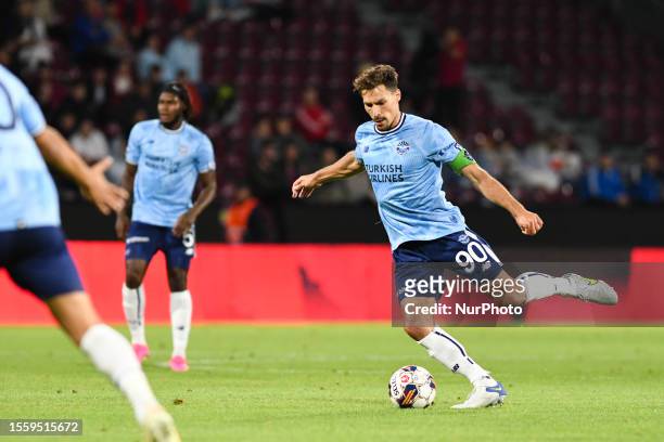 Benjamin Stambouli in action during UEFA Europa Conference League second qualifying round: CFR Cluj vs Adana Demirspor, 27 July 2023