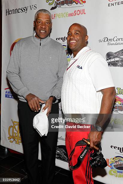 Legend Julius Erving and Richie Porter attend the first annual Soul Train Celebrity Golf Invitational presented by Hennessy at the Las Vegas Paiute...