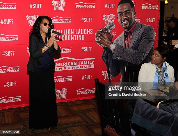 Singer Jody Watley speaks during the first annual Soul Train Celebrity Golf Invitational presented by Hennessy at the Las Vegas Paiute Golf Resort on...