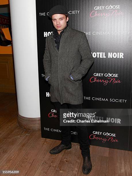 Actor Sebastian Stan attends Gato Negro Films & The Cinema Society screening of "Hotel Noir" at the Crosby Street Hotel on November 9, 2012 in New...
