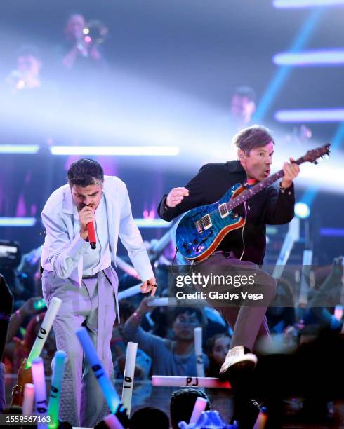Jonathan Moly and Dan Estrin perform during the 2023 Premios Juventud Awards at Coliseo de Puerto Rico José Miguel Agrelot on July 20, 2023 in San...