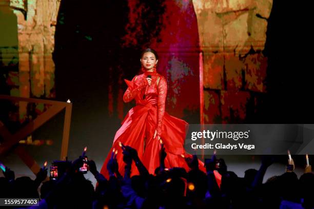 Ángela Aguilar performs during the 2023 Premios Juventud Awards at Coliseo de Puerto Rico José Miguel Agrelot on July 20, 2023 in San Juan, Puerto...