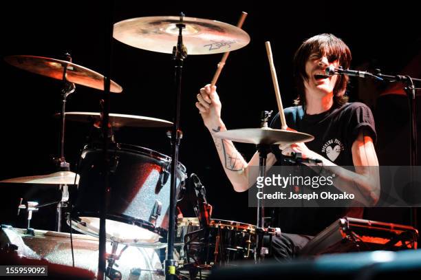 Mark Gibson of the band Lost Alone performs on stage at Wembley Arena on November 9, 2012 in London, United Kingdom.