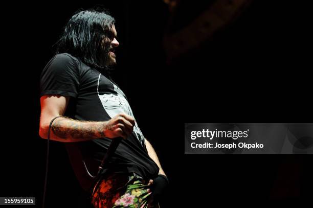 Bert McCracken of The Used performs on stage at Wembley Arena on November 9, 2012 in London, United Kingdom.
