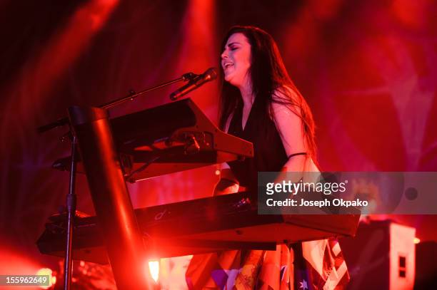 Amy Lee of Evanescence performs on stage at Wembley Arena on November 9, 2012 in London, United Kingdom.