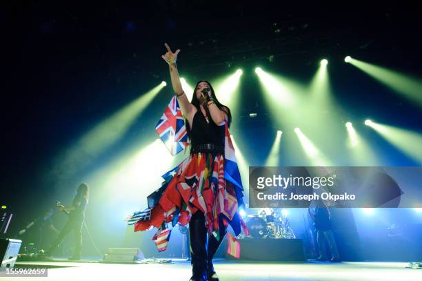 Amy Lee of Evanescence performs on stage at Wembley Arena on November 9, 2012 in London, United Kingdom.
