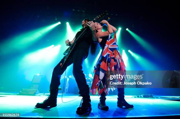 Troy McLawhorn and Amy Lee of Evanescence performs on stage at Wembley Arena on November 9, 2012 in London, United Kingdom.