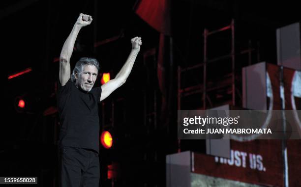 British musician Roger Waters, founding member of former rock band Pink Floyd, performs during the first of nine presentations in Buenos Aires on...