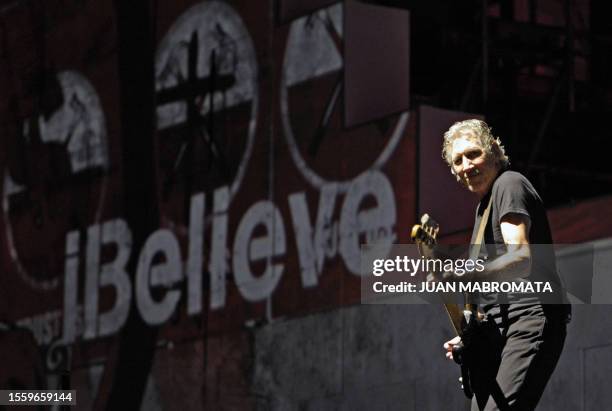 British musician Roger Waters, founding member of former rock band Pink Floyd, performs on stage during the first of nine concerts in Buenos Aires on...