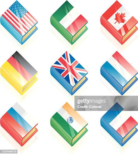international language icons - learning german stock illustrations