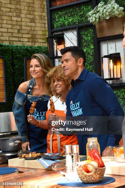 Maria Menounos and Mark Consuelos are seen outside ABC Studios on July 20, 2023 in New York City.