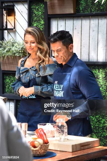 Maria Menounos and Mark Consuelos are seen outside ABC Studios on July 20, 2023 in New York City.