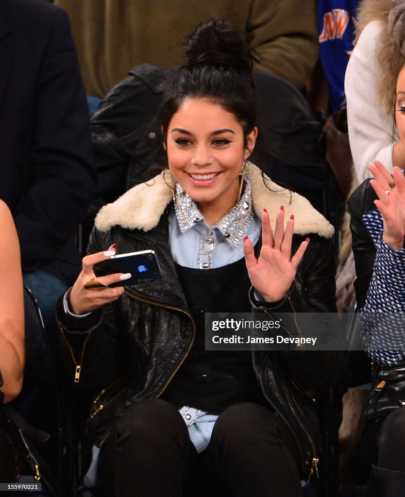 Celebrities Attend The Dallas Mavericks Vs The New York Knicks Game