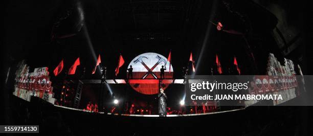 British musician Roger Waters, founding member of former rock band Pink Floyd, performs on stage during the first of nine concerts in Buenos Aires on...