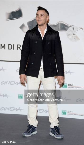 Actor Nader Sarhan attends the "Ali Ha Gli Occhi Azzurri" Photocall during the 7th Rome Film Festival at the Auditorium Parco Della Musica on...