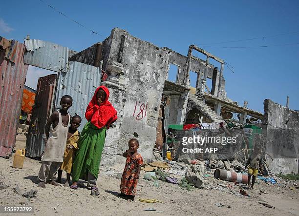 In a photo taken on November 9, 2012 and released by the African Union-United Nations Information Support team on November 10 Somali children are...