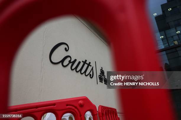 Photograph taken on July 28, 2023 shows the headquarters of the private bank Coutts, in London. British bank NatWest said on July 28, 2023 it had...
