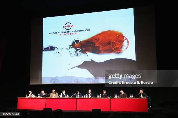 General view during the "Ali Ha Gli Occhi Azzurri" Press Conference during the 7th Rome Film Festival at the Auditorium Parco Della Musica on...