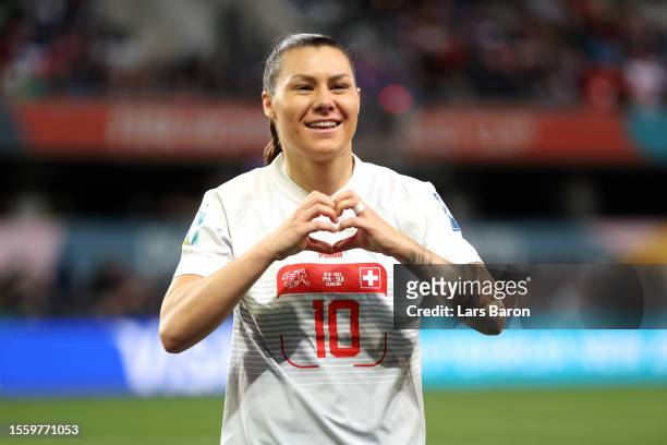Ramona Bachmann of Switzerland celebrates after scoring her team's first goal during the FIFA Women's World Cup Australia & New Zealand 2023 Group A...