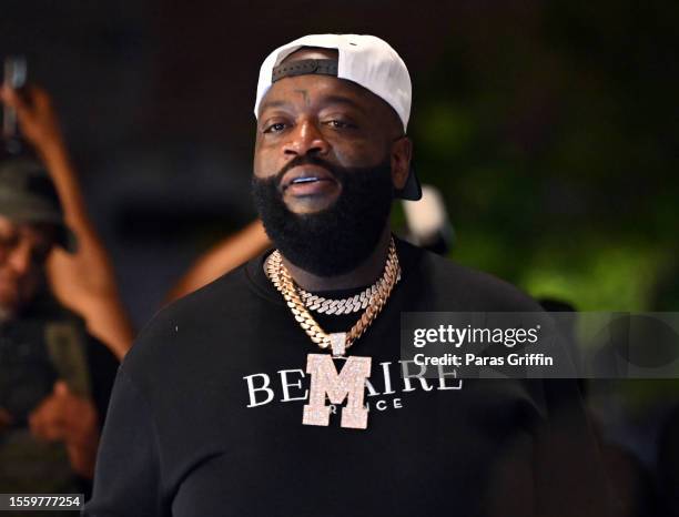 Rapper Rick Ross performs onstage during The Little Red Dress party at Nouveau Bar & Grill on July 20, 2023 in Jonesboro, Georgia.
