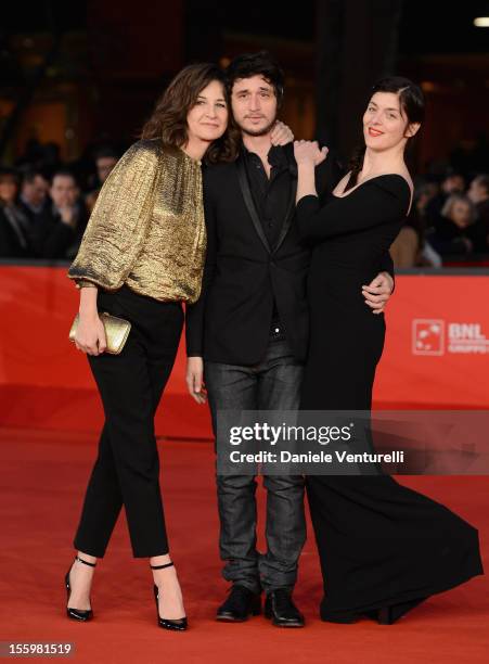 Valerie Lemercier, Jeremie Elkaim and Valerie Donzelli attend the "Main Dans La Main" Premiere during the 7th Rome Film Festival at the Auditorium...