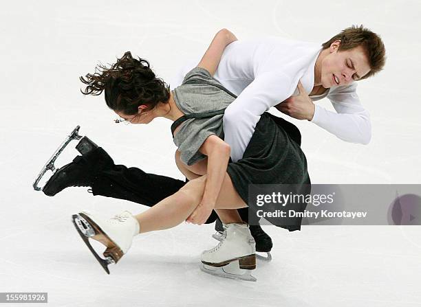 Elena Ilinykh and Nikita Katsalapov of Russia skate in the Ice Dance Free Dance Skating during ISU Rostelecom Cup of Figure Skating 2012 at the...