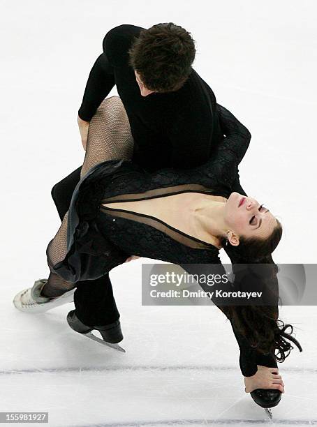 Tessa Virtue and Scott Moir of Canada skate in the Ice Dance Free Dance Skating during ISU Rostelecom Cup of Figure Skating 2012 at the Megasport...